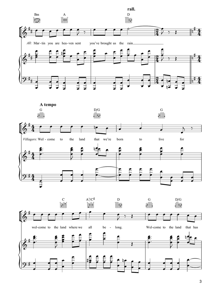 Welcome To The Land (from Martin Guerre) Piano, Vocal, Guitar scores gallery preview page 3