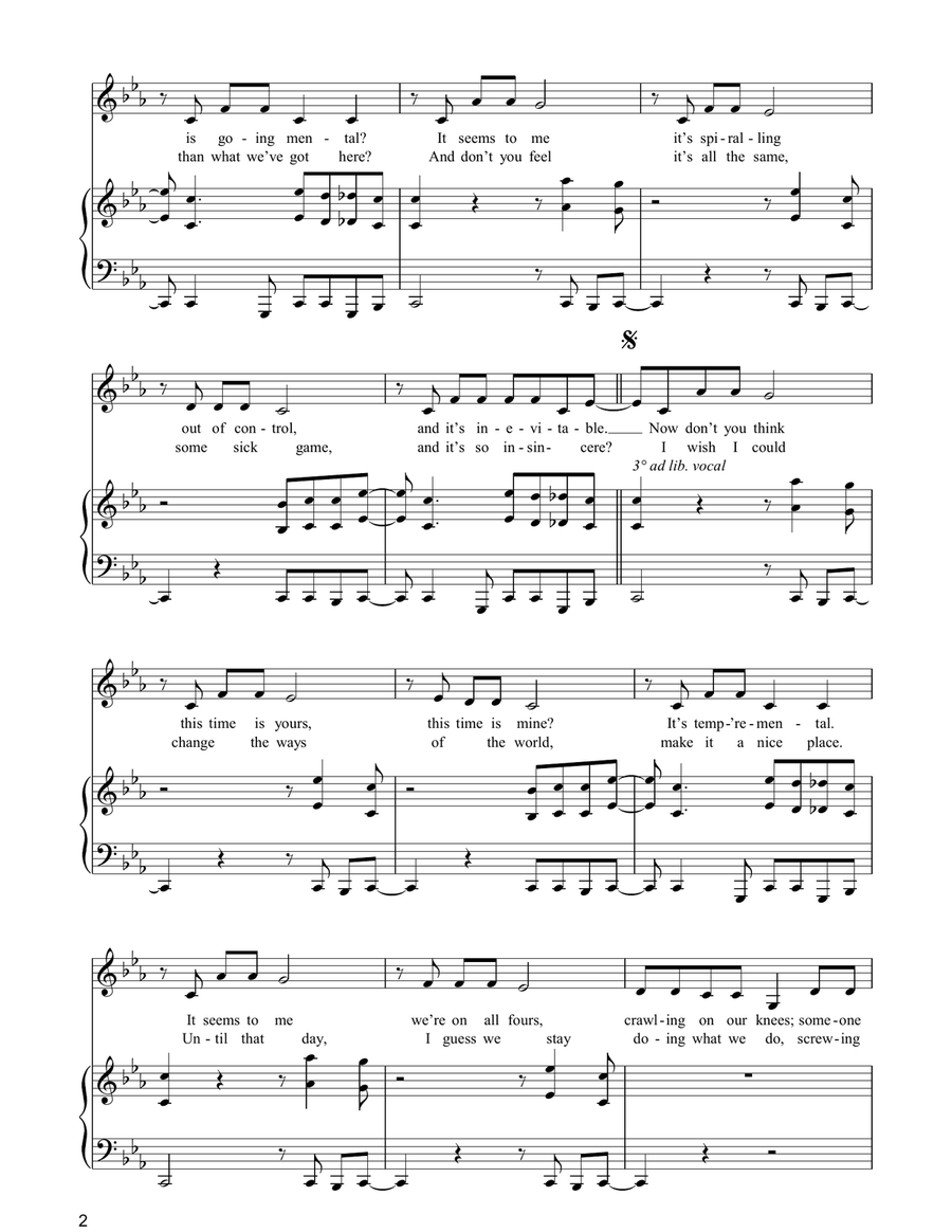 Everything's Just Wonderful Piano, Vocal, Guitar scores gallery preview page 2