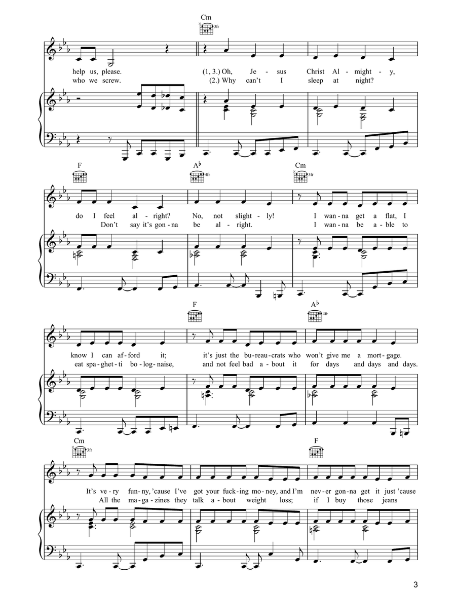 Everything's Just Wonderful Piano, Vocal, Guitar scores gallery preview page 3