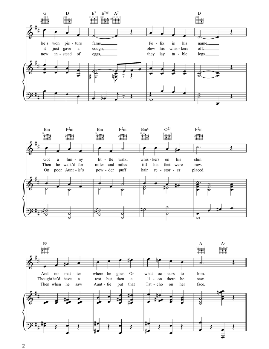 Felix Kept On Walking Felix Kept On Walking Piano, Vocal, Guitar scores gallery preview page 2