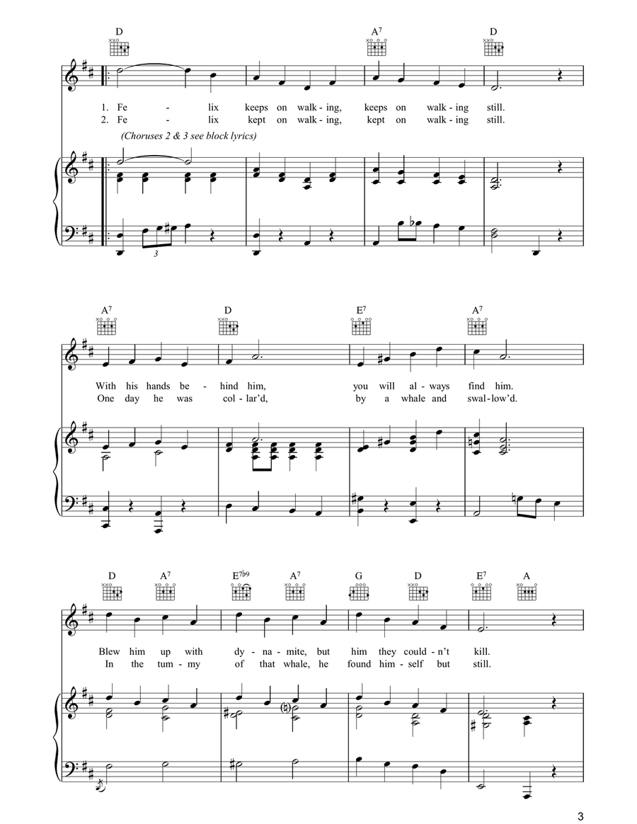 Felix Kept On Walking Felix Kept On Walking Piano, Vocal, Guitar scores gallery preview page 3