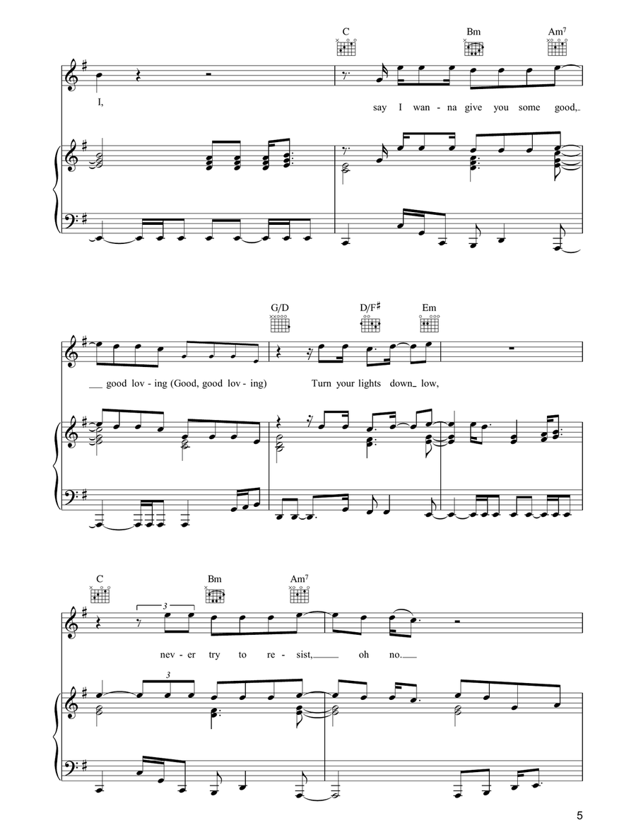 Turn Your Lights Down Low Piano, Vocal, Guitar scores gallery preview page 5