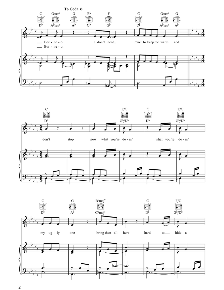 Cloud On My Tongue Cloud On My Tongue Piano, Vocal, Guitar scores gallery preview page 2