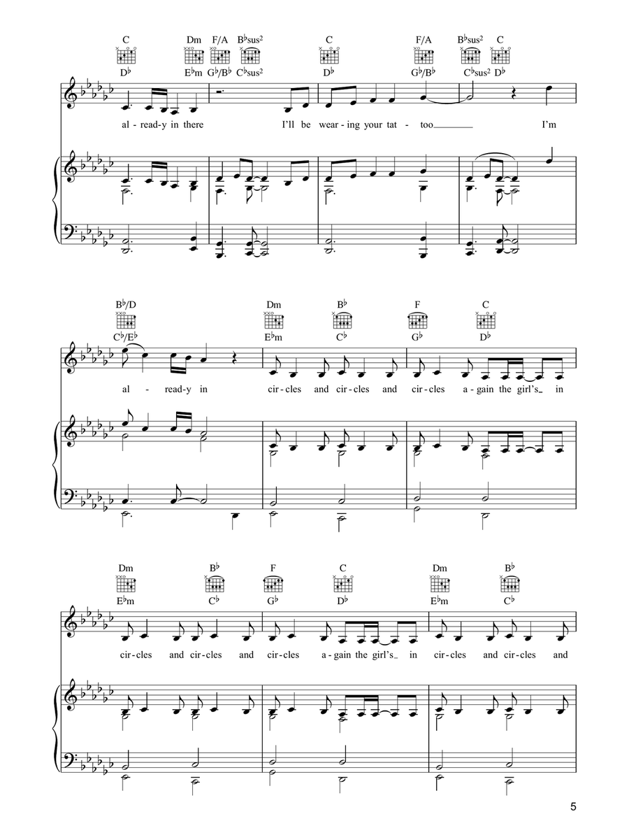 Cloud On My Tongue Cloud On My Tongue Piano, Vocal, Guitar scores gallery preview page 5