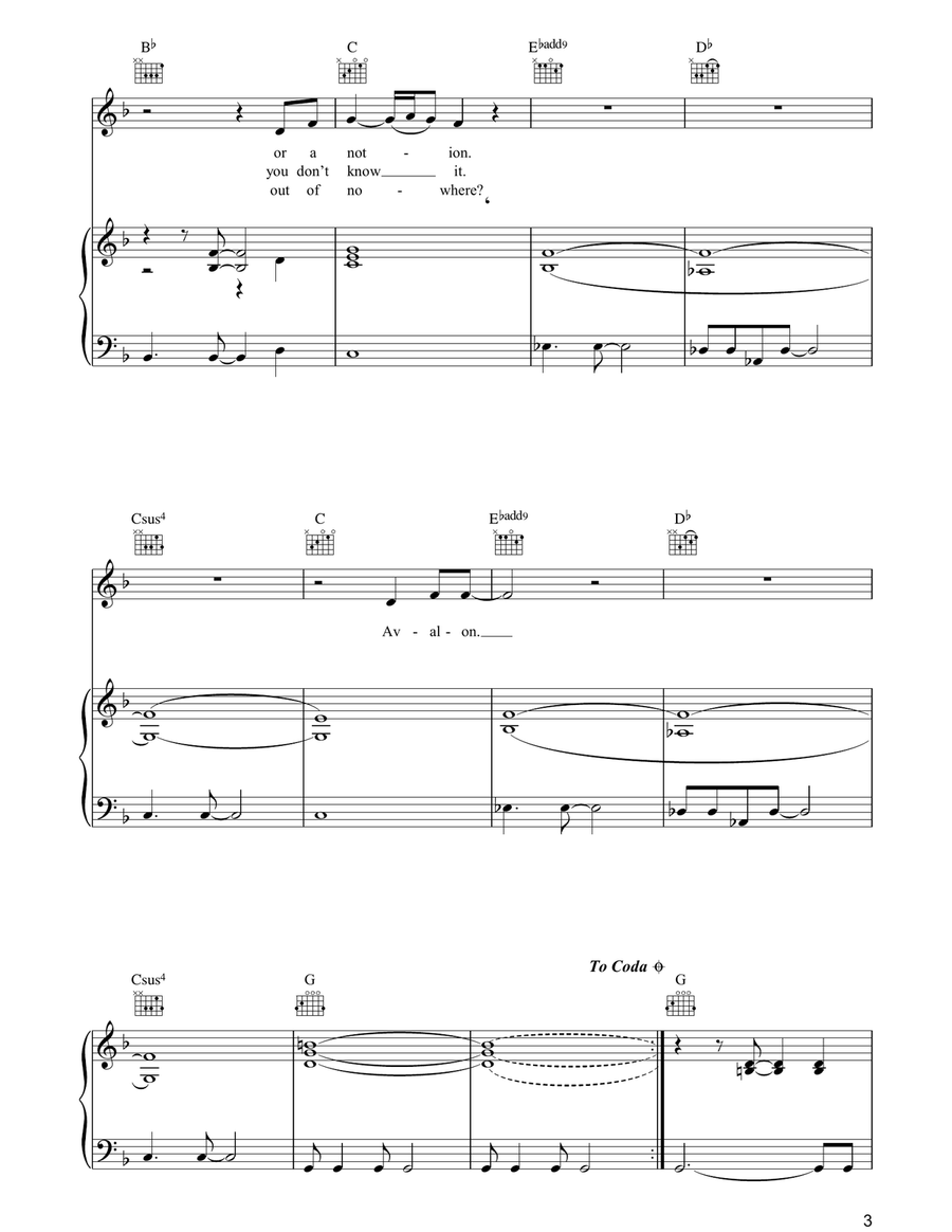 Avalon Avalon Piano, Vocal, Guitar scores gallery preview page 3