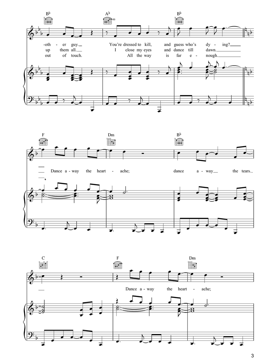 Dance Away Dance Away Piano, Vocal, Guitar scores gallery preview page 3