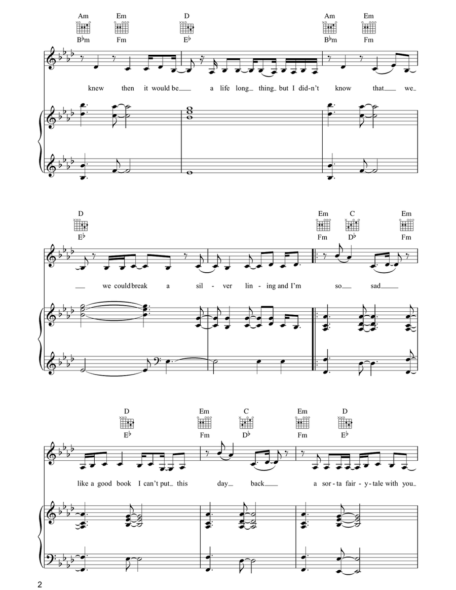 A Sorta Fairytale A Sorta Fairytale Piano, Vocal, Guitar scores gallery preview page 2