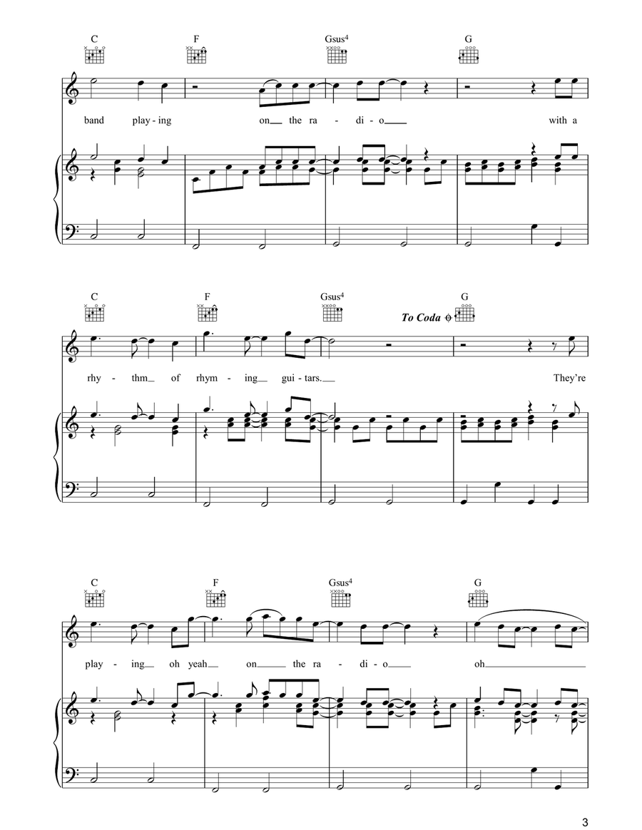 Oh Yeah Oh Yeah Piano, Vocal, Guitar scores gallery preview page 3