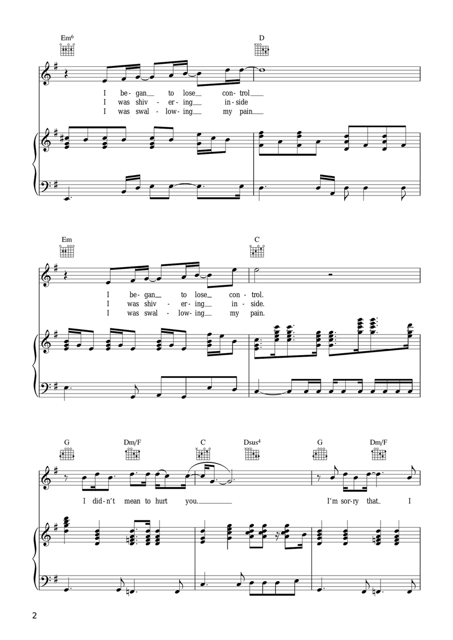 Jealous Guy Jealous Guy Piano, Vocal, Guitar scores gallery preview page 2