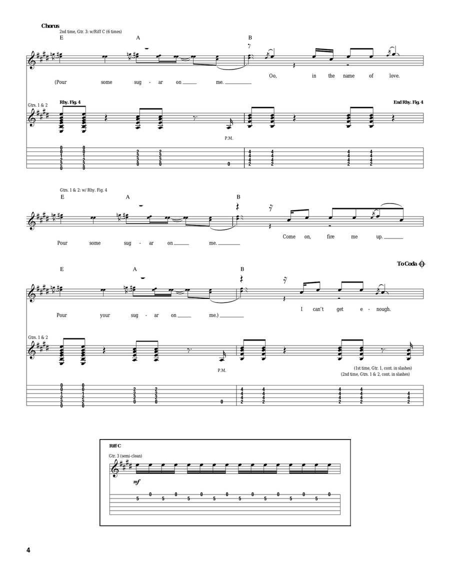 Pour Some Sugar On Me Pour Some Sugar On Me Acoustic Guitar scores gallery preview page 4