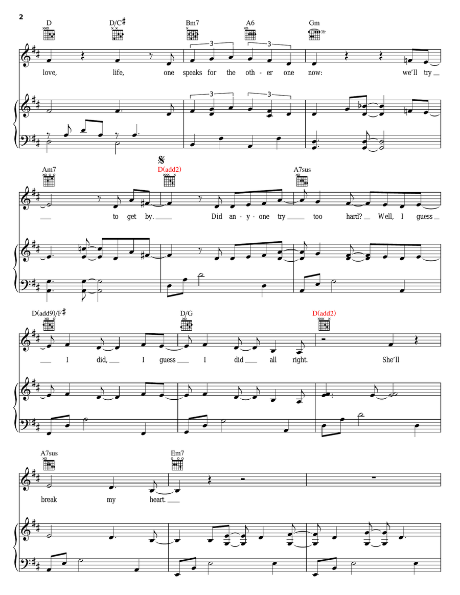 Try Too Hard Try Too Hard Piano, Vocal, Guitar scores gallery preview page 2
