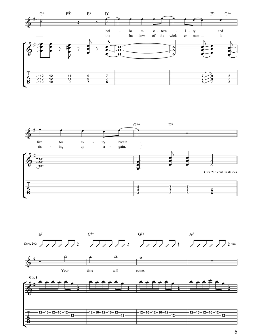 The Wicker Man The Wicker Man Electric Guitar scores gallery preview page 5
