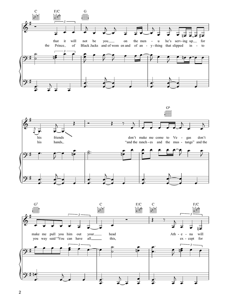 Don't Make Me Come To Vegas Piano, Vocal, Guitar scores gallery preview page 2