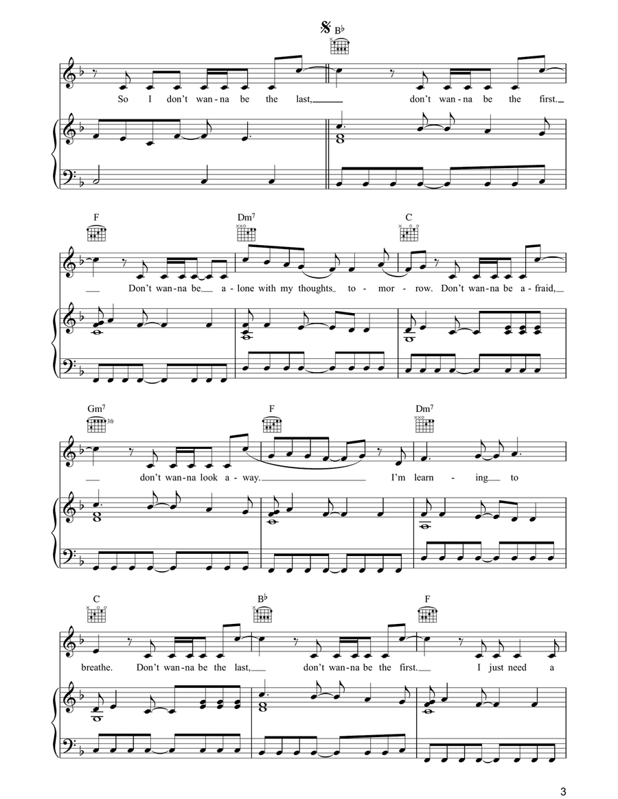 Learning To Breathe Piano, Vocal, Guitar scores gallery preview page 3