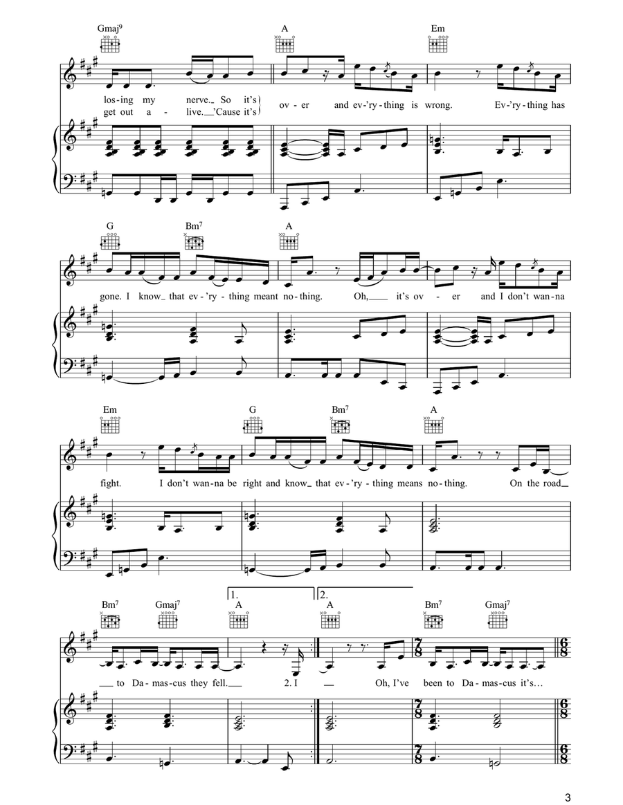 Damascus Damascus Piano, Vocal, Guitar scores gallery preview page 3