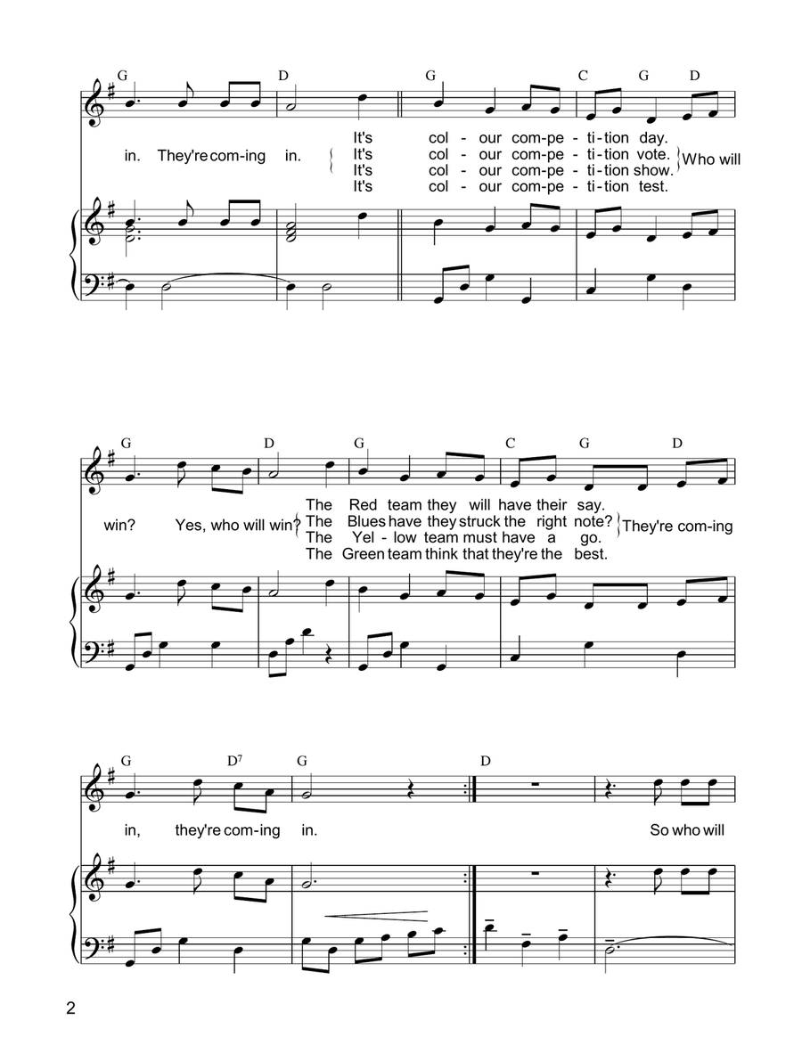 Colour Competition Day (from Mister Lillibub's Lovely Light Bulbs) Piano, Vocal, Guitar scores gallery preview page 2