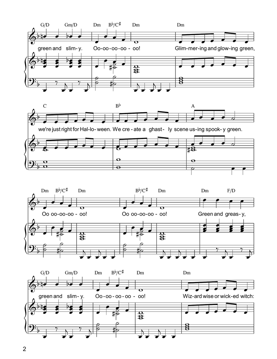 Green And Greasy (from Mister Lillibub's Lovely Light Bulbs) Piano, Vocal, Guitar scores gallery preview page 2
