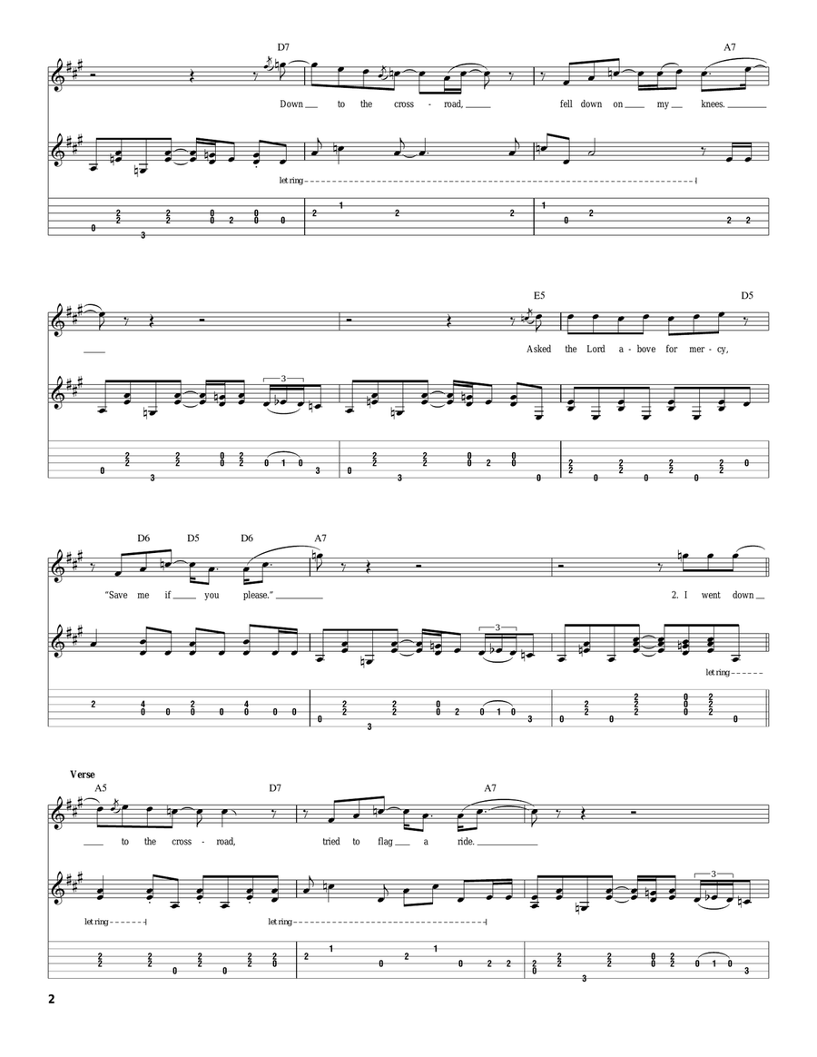 Cross Road Blues (Crossroads) Acoustic Guitar scores gallery preview page 2