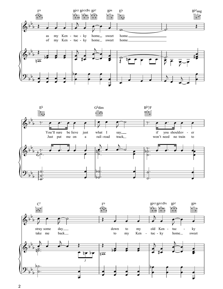 You're In Kentucky Sure As You're Born Piano, Vocal, Guitar scores gallery preview page 2