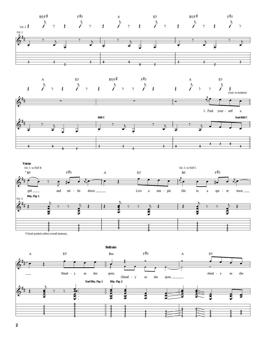 Steady, As She Goes Steady, As She Goes Acoustic Guitar scores gallery preview page 2