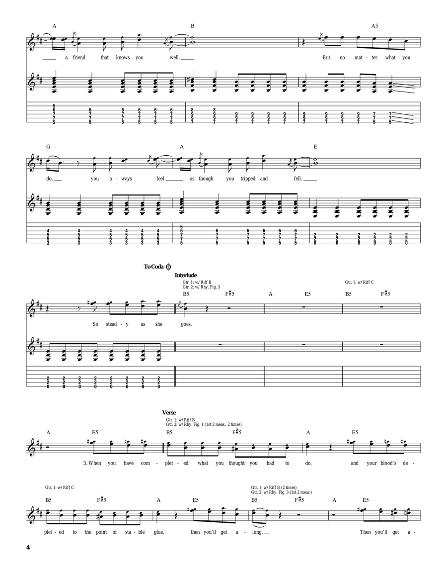 Steady, As She Goes Steady, As She Goes Acoustic Guitar scores gallery preview page 4