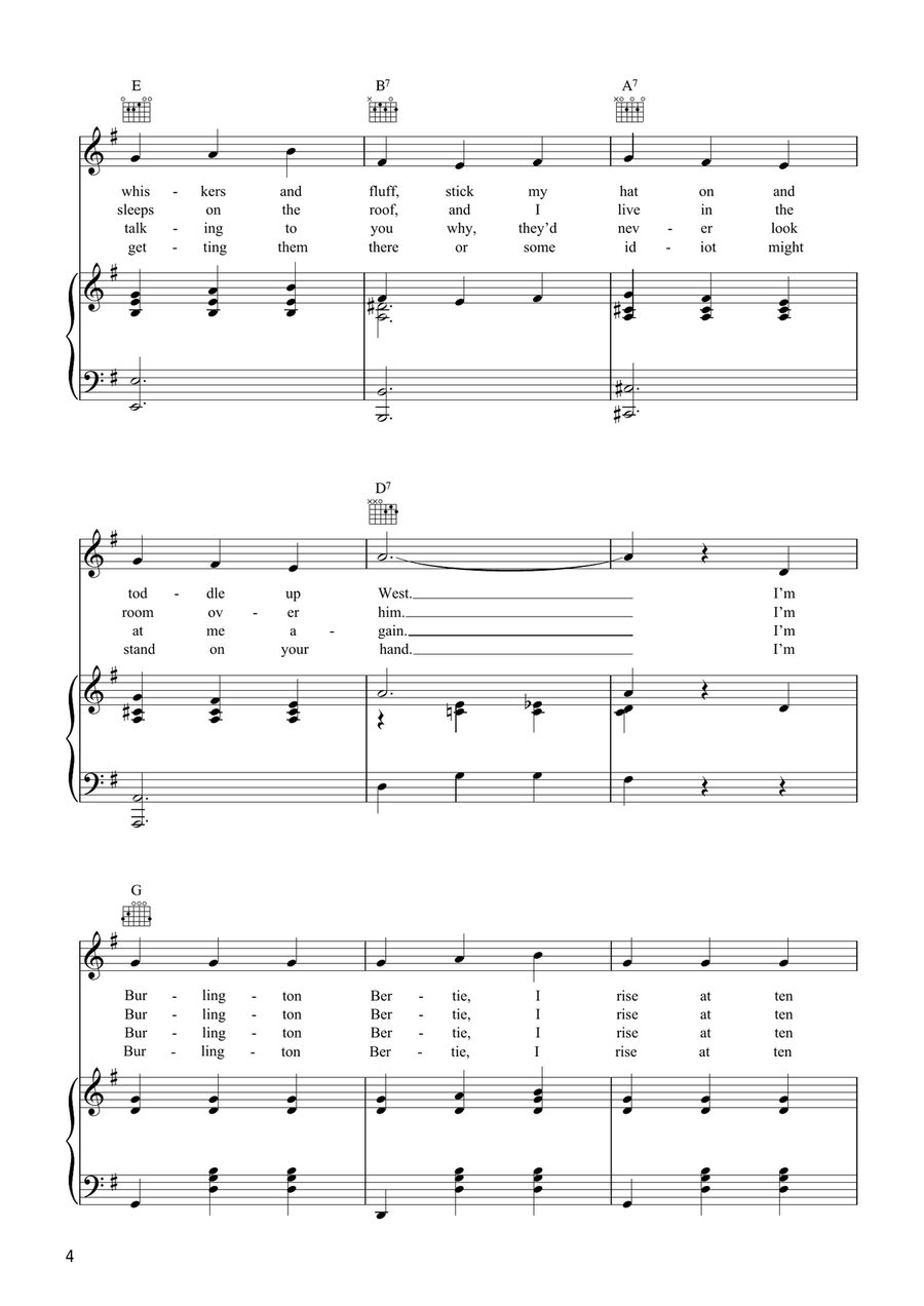 Burlington Bertie From Bow Piano, Vocal, Guitar scores gallery preview page 4