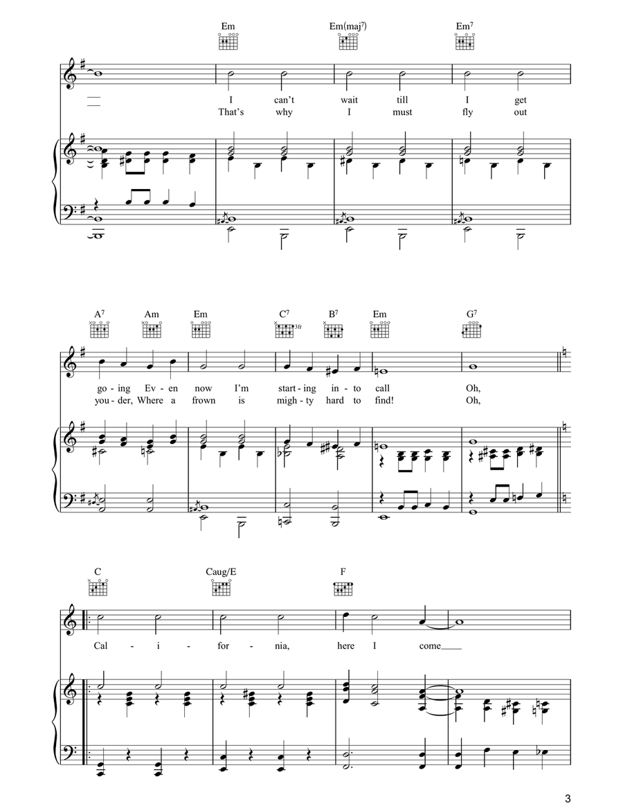 California Here I Come California Here I Come Piano, Vocal, Guitar scores gallery preview page 3
