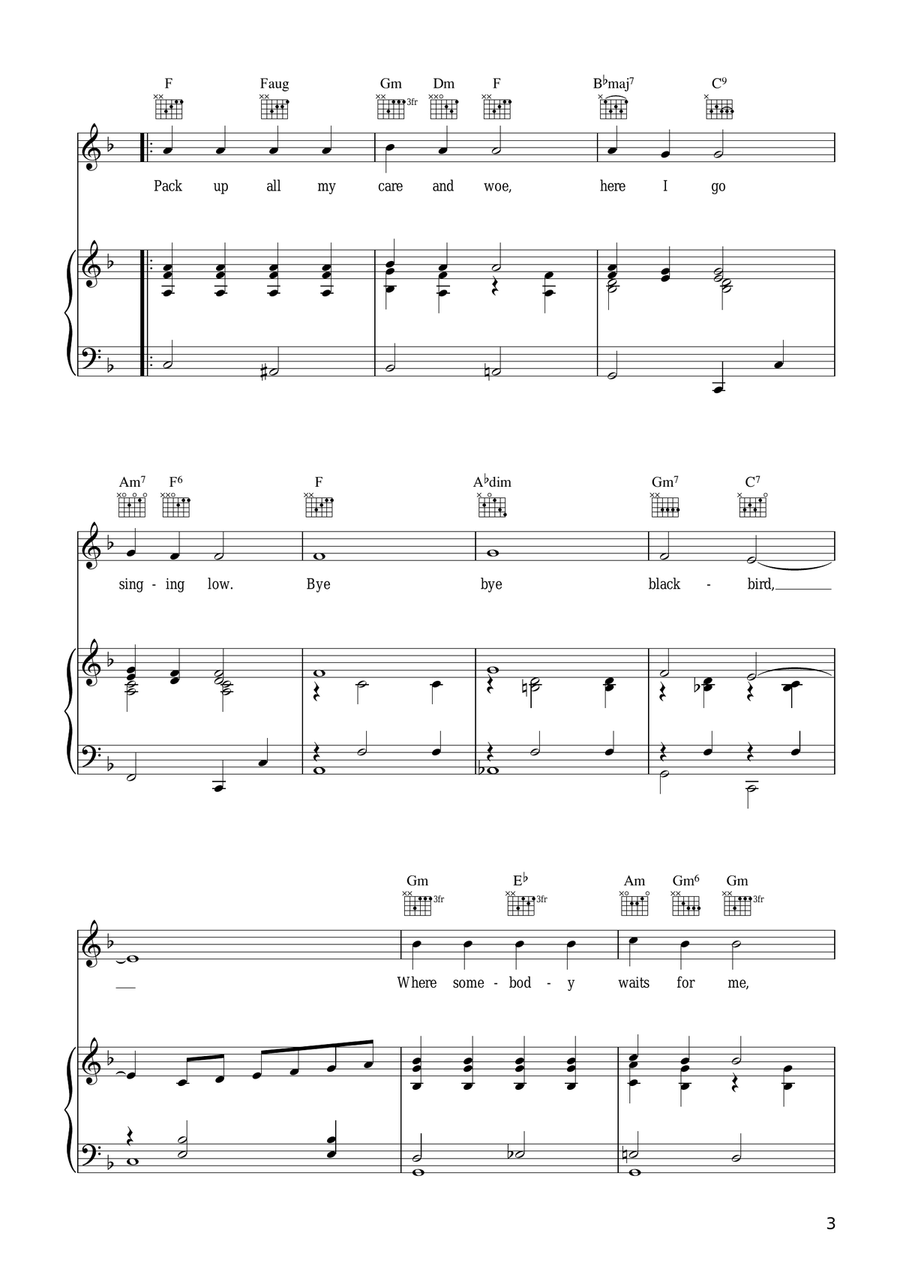Bye Bye Blackbird Bye Bye Blackbird Acoustic Guitar scores gallery preview page 3