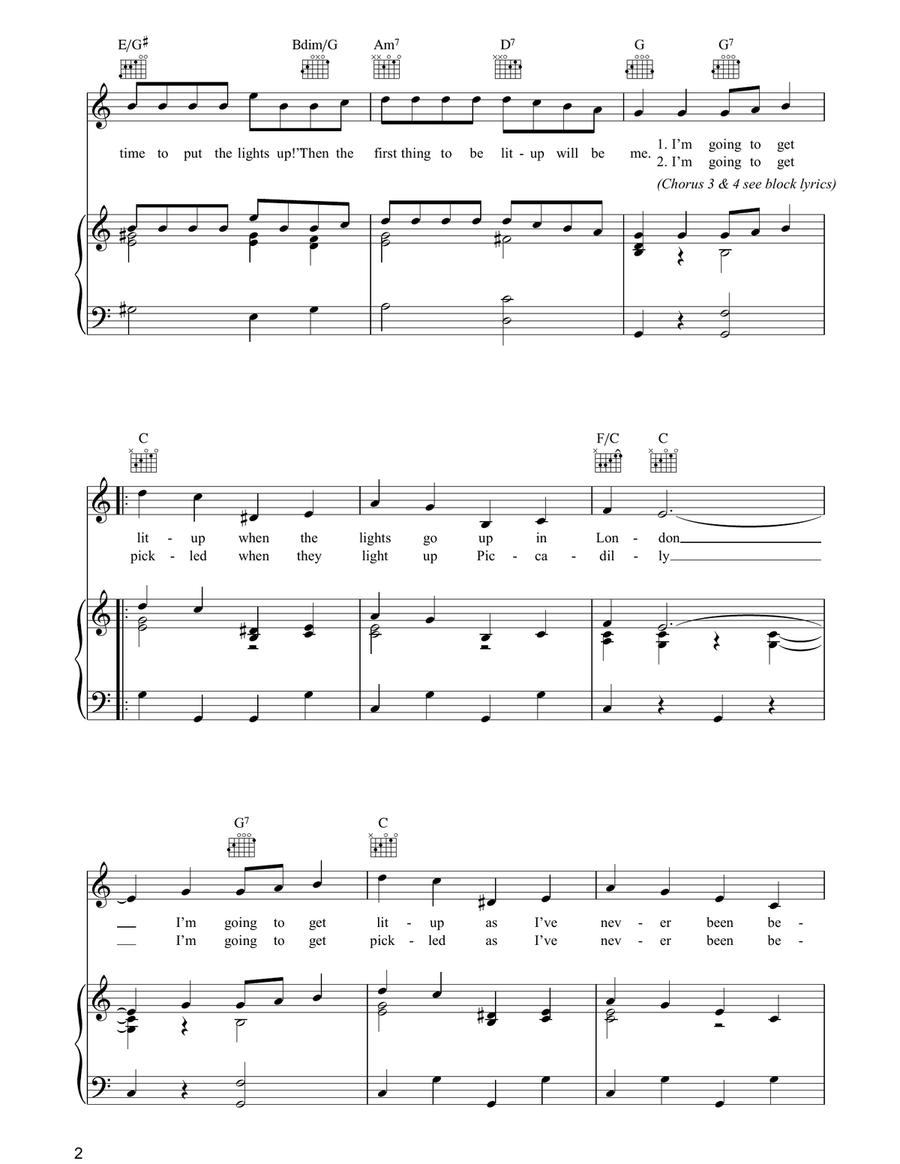 I'm Gonna Get Lit Up (When The Lights Go On In London) Piano, Vocal, Guitar scores gallery preview page 2
