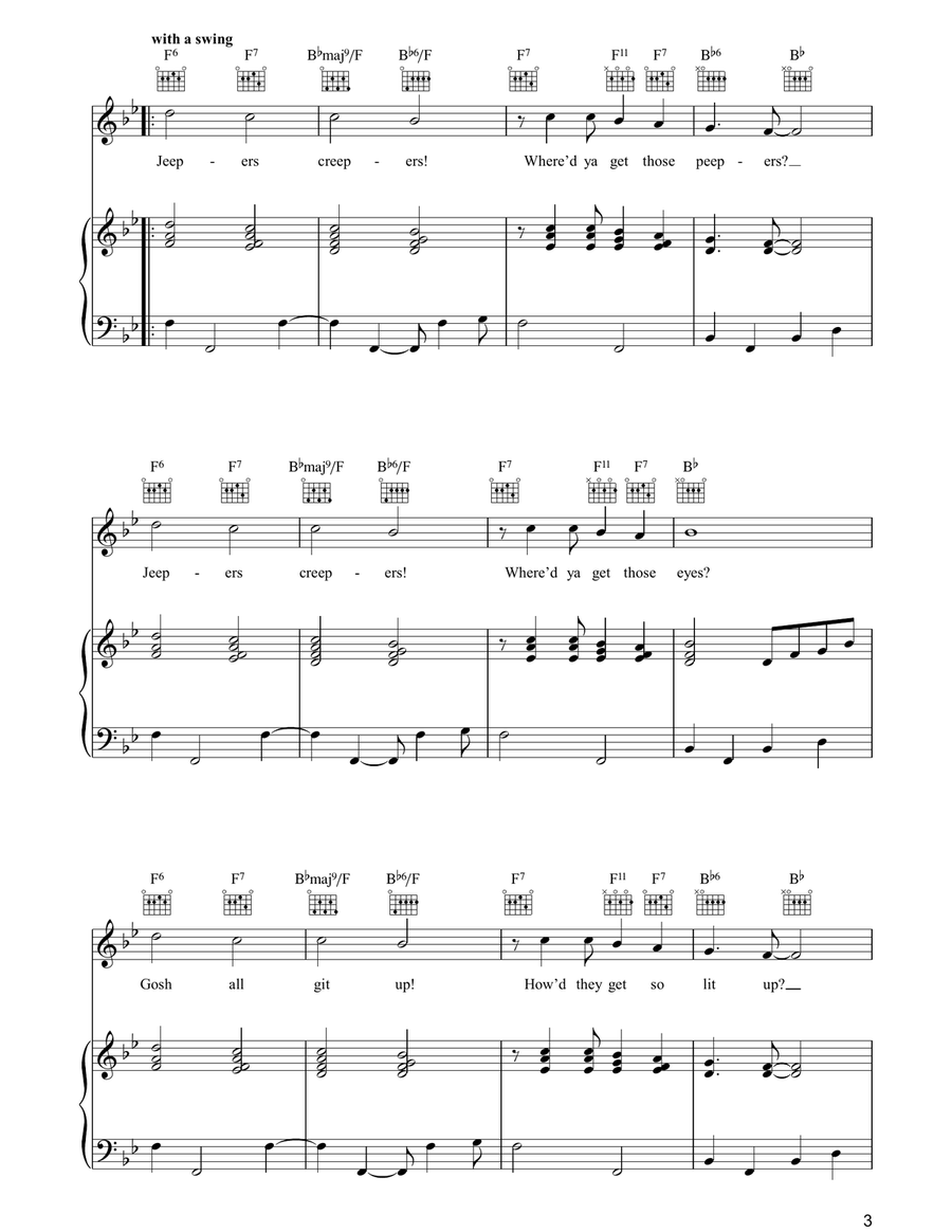 Jeepers Creepers Jeepers Creepers Piano, Vocal, Guitar scores gallery preview page 3