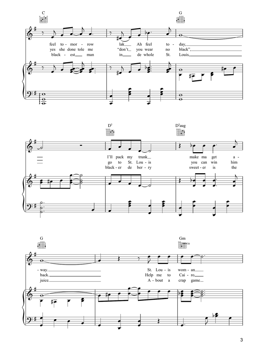 St. Louis Blues St. Louis Blues Piano, Vocal, Guitar scores gallery preview page 3