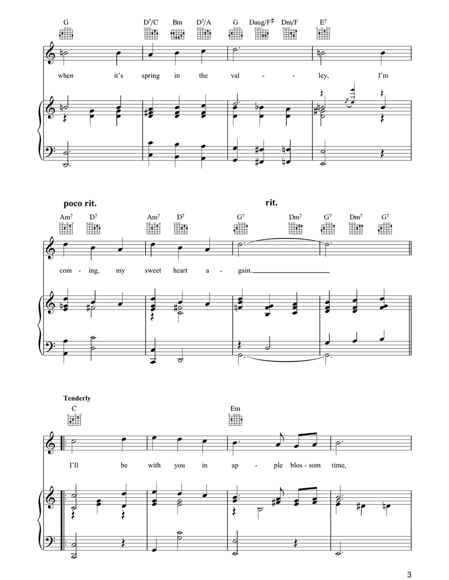 I'll Be With You In Apple Blossom Time Piano, Vocal, Guitar scores gallery preview page 3
