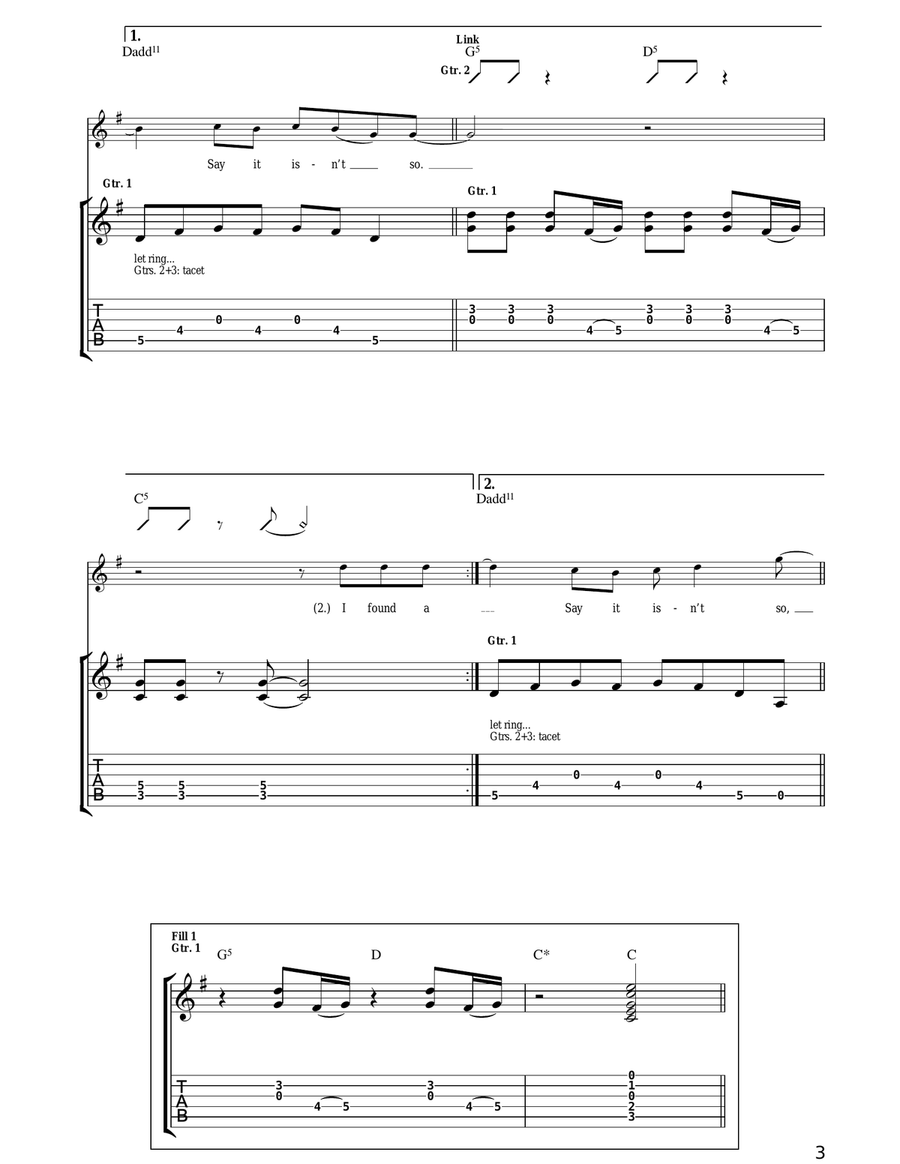 Say It Isn't So Say It Isn't So Guitar Tablature scores gallery preview page 3