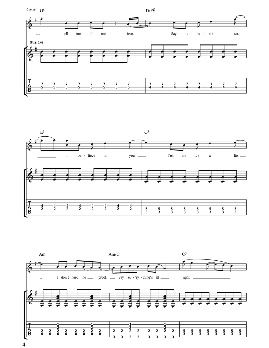 Say It Isn't So Say It Isn't So Guitar Tablature scores gallery preview page 4