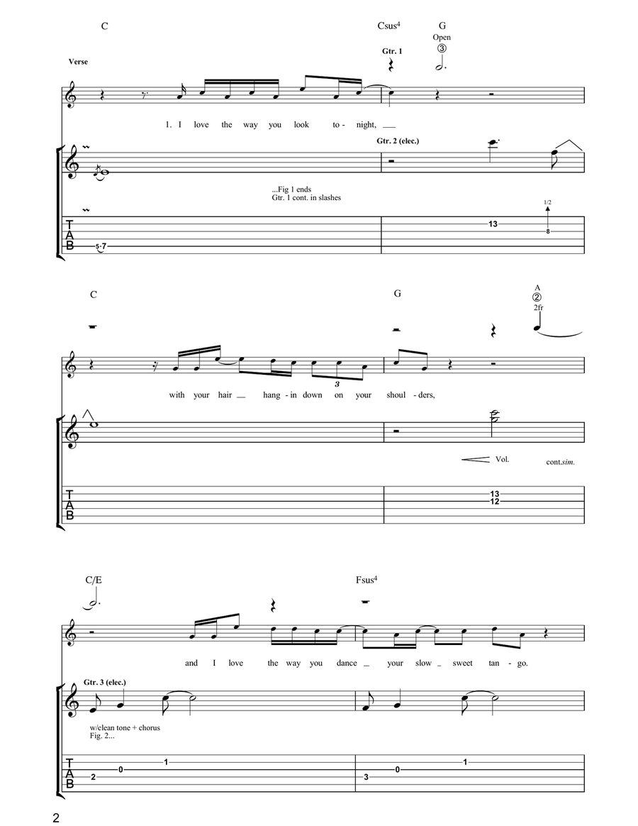 Let's Make A Night To Remember Guitar Tablature scores gallery preview page 2