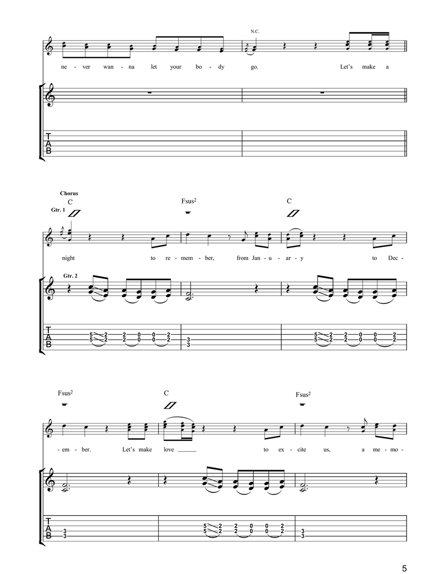 Let's Make A Night To Remember Guitar Tablature scores gallery preview page 5