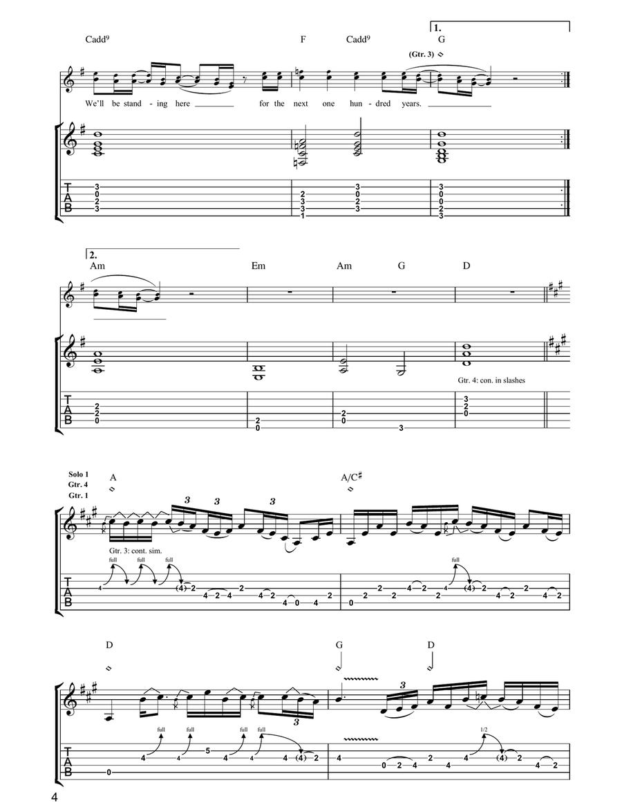 Next 100 Years Next 100 Years Guitar Tablature scores gallery preview page 4