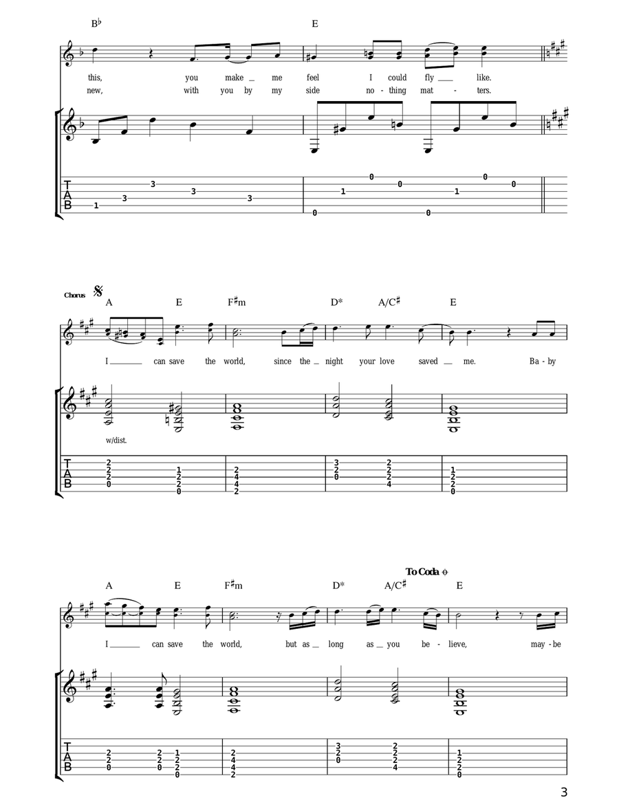 Save The World Save The World Guitar Tablature scores gallery preview page 3