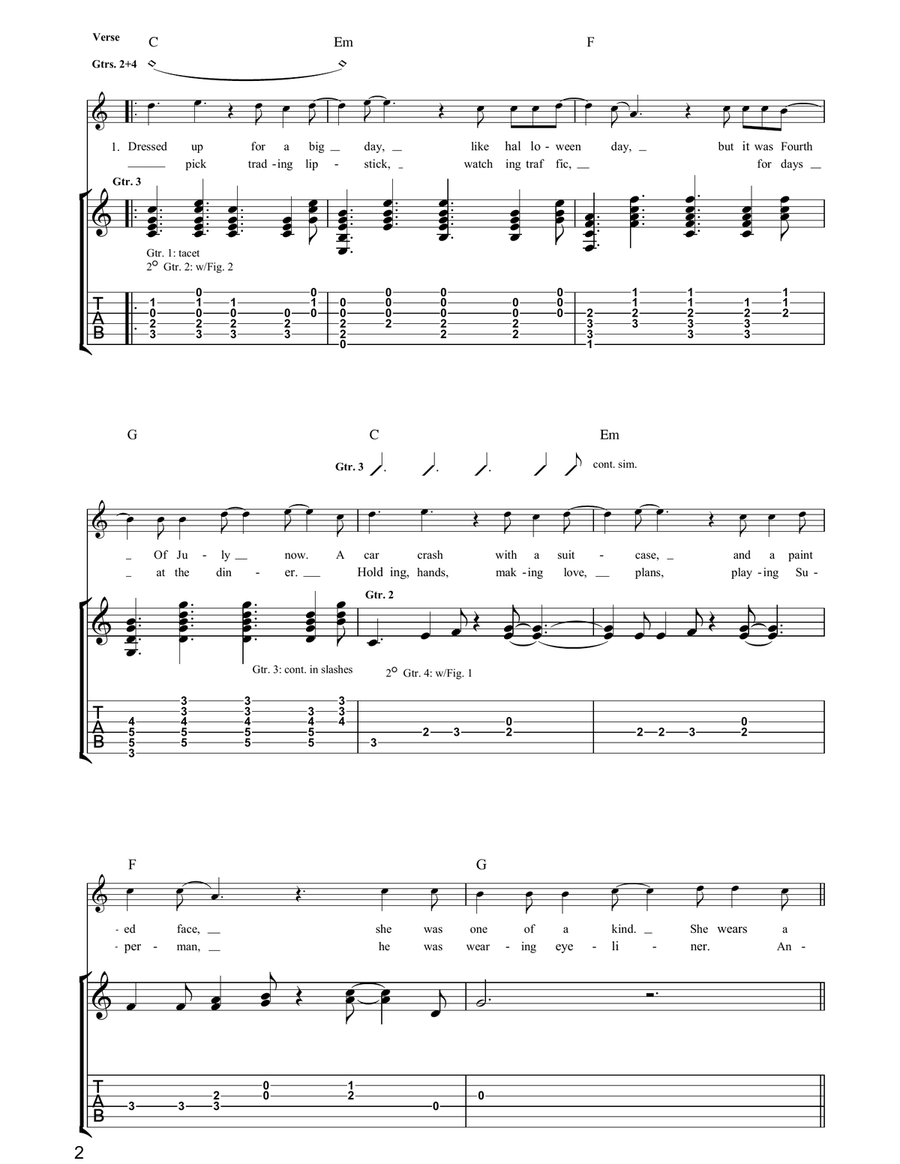 Captain Crash & The Beauty Queen From Mars Guitar Tablature scores gallery preview page 2