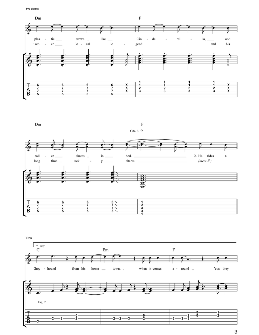 Captain Crash & The Beauty Queen From Mars Guitar Tablature scores gallery preview page 3