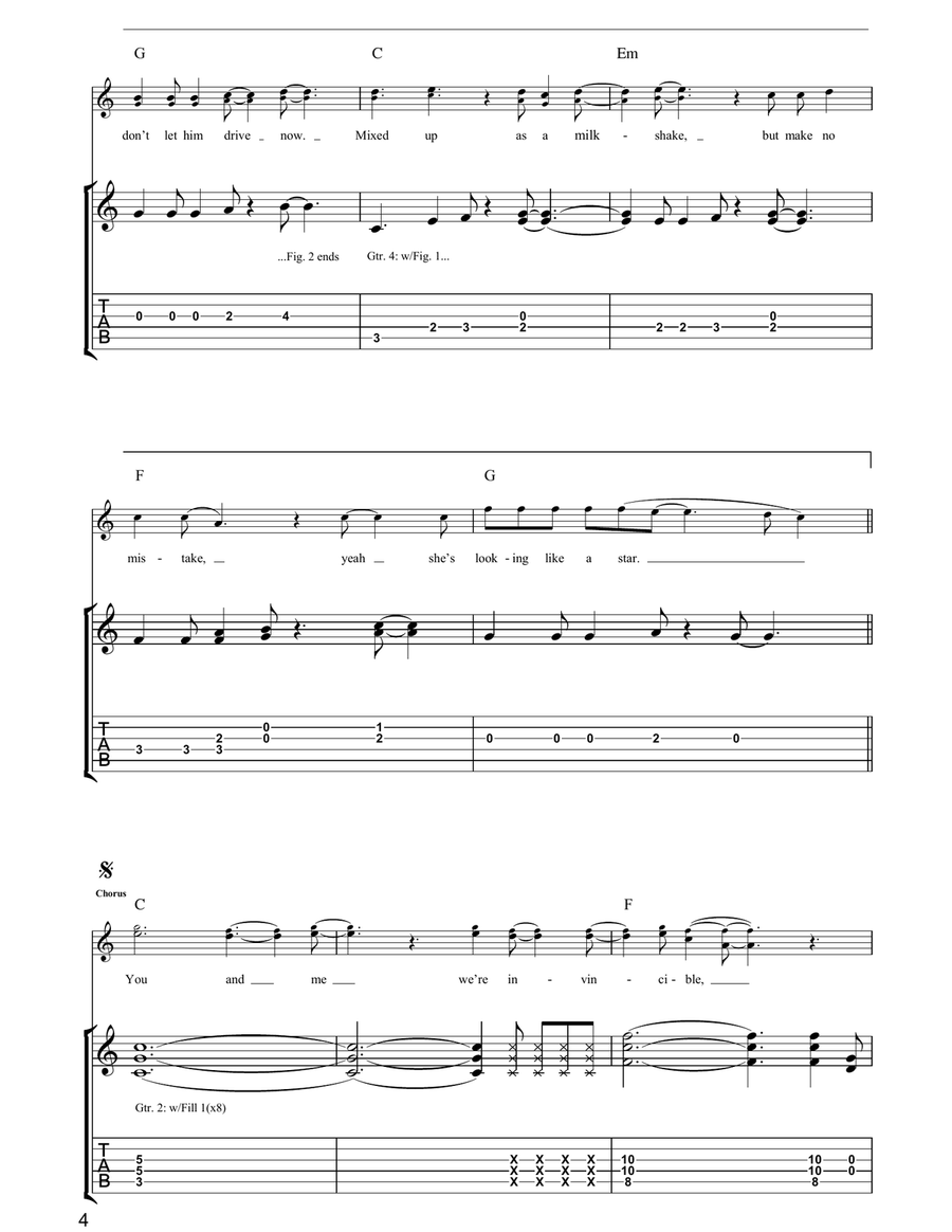 Captain Crash & The Beauty Queen From Mars Guitar Tablature scores gallery preview page 4