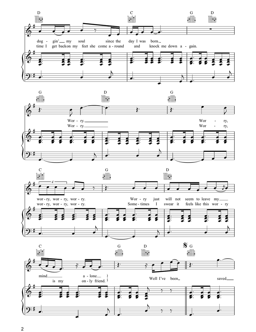 Trouble Trouble Piano, Vocal, Guitar scores gallery preview page 2