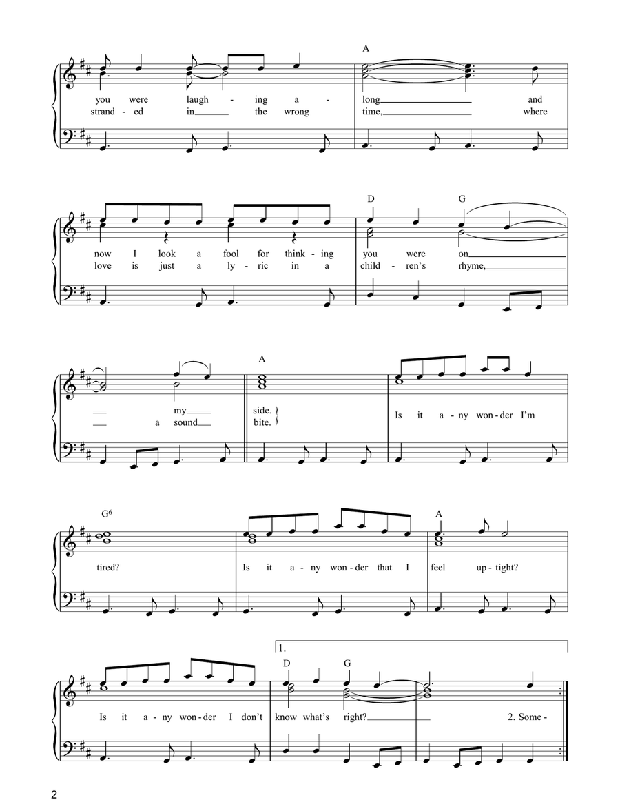 Is It Any Wonder? Piano, Vocal, Guitar scores gallery preview page 2