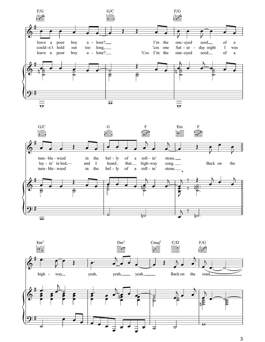 Highway Song Highway Song Piano, Vocal, Guitar scores gallery preview page 3