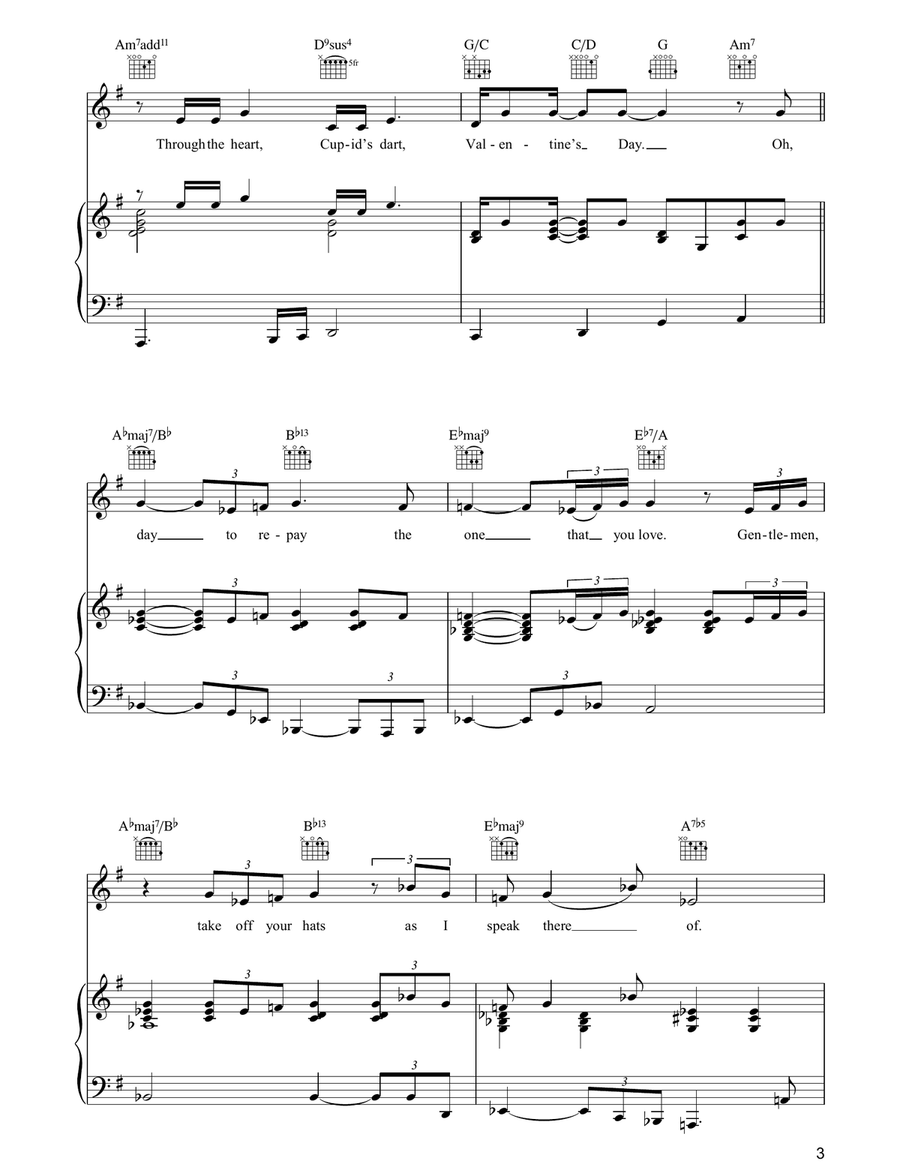Valentine's Day Valentine's Day Piano, Vocal, Guitar scores gallery preview page 3