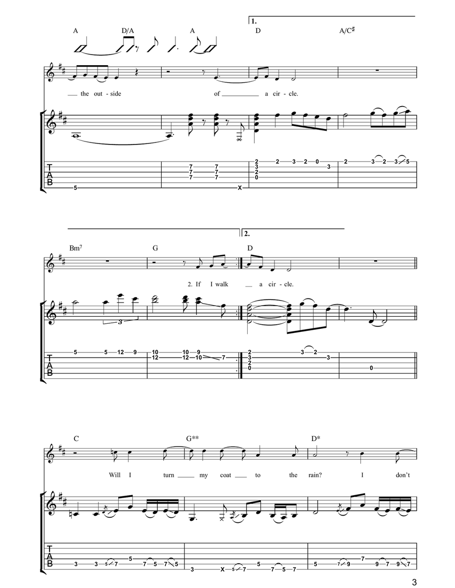 The Circle The Circle Guitar Tablature scores gallery preview page 3