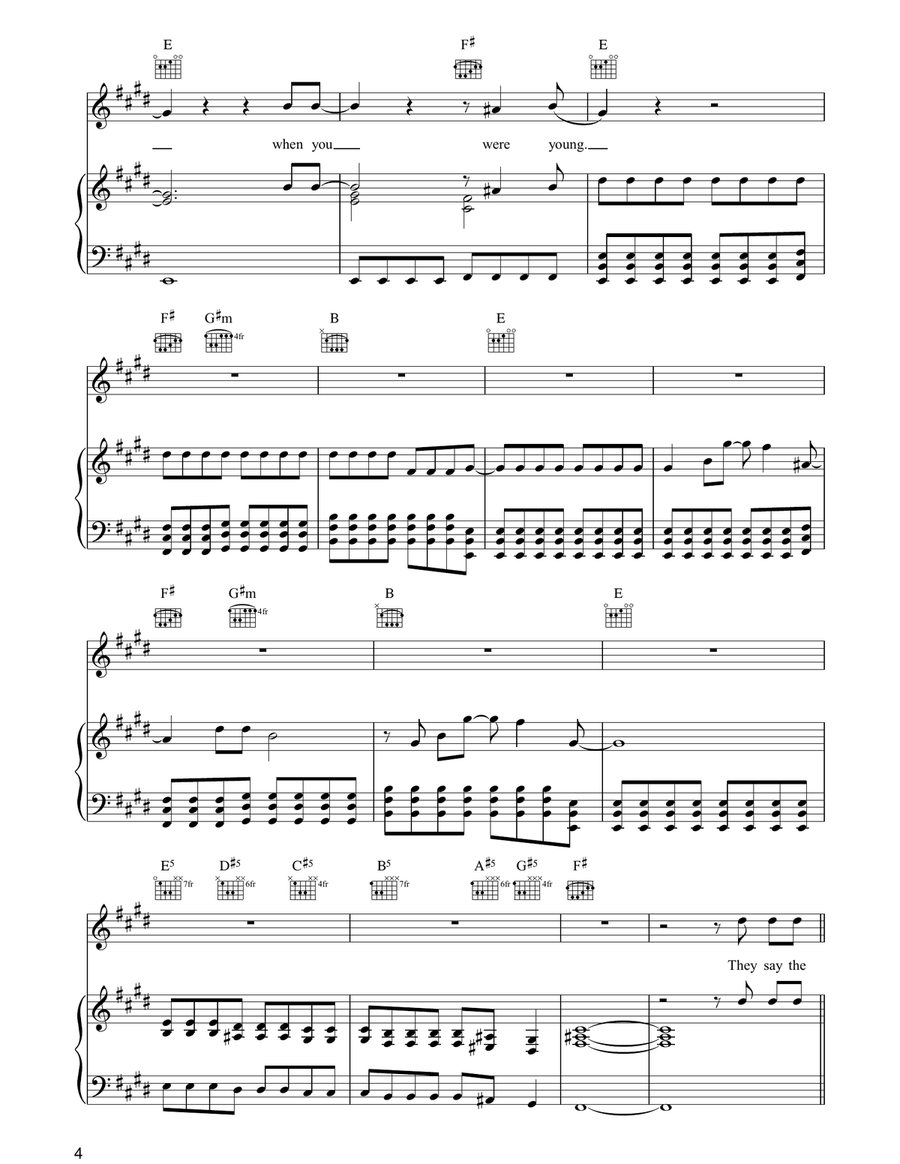 When You Were Young When You Were Young Piano, Vocal, Guitar scores gallery preview page 4