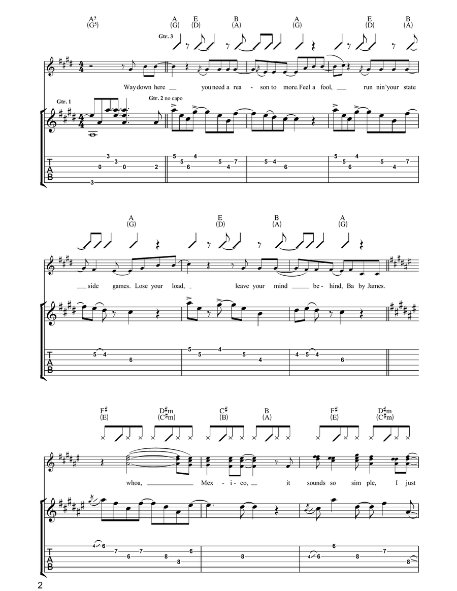 Mexico Mexico Guitar Tablature scores gallery preview page 2