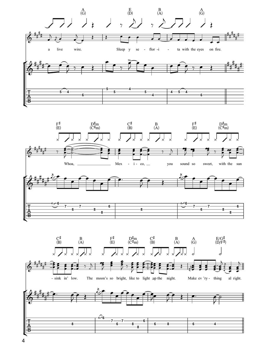 Mexico Mexico Guitar Tablature scores gallery preview page 4