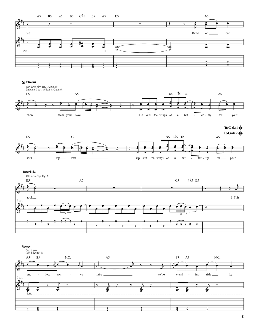 Rip Out The Wings Of A Butterfly Electric Guitar scores gallery preview page 3